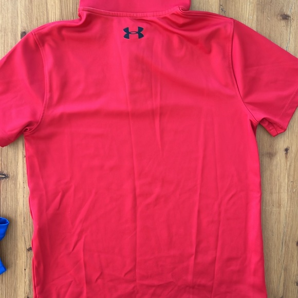 Under Armour Heat Gear & Nike Dri-Fit Polo Top Short, size YM Red & Blue - Picture 3 of 5